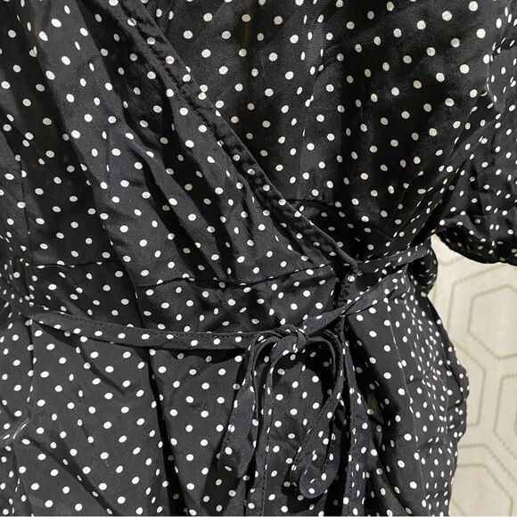 7 for all mankind Polka Dot Wrap Blouse Size M - Picture 3 of 7